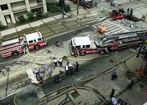 Fire in the Railroad Tunnel Fire, Baltimore City FD, photo by AP
