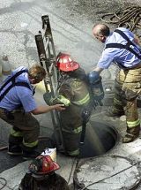 Fire in the Railroad Tunnel Fire, Baltimore City FD, photo by AP